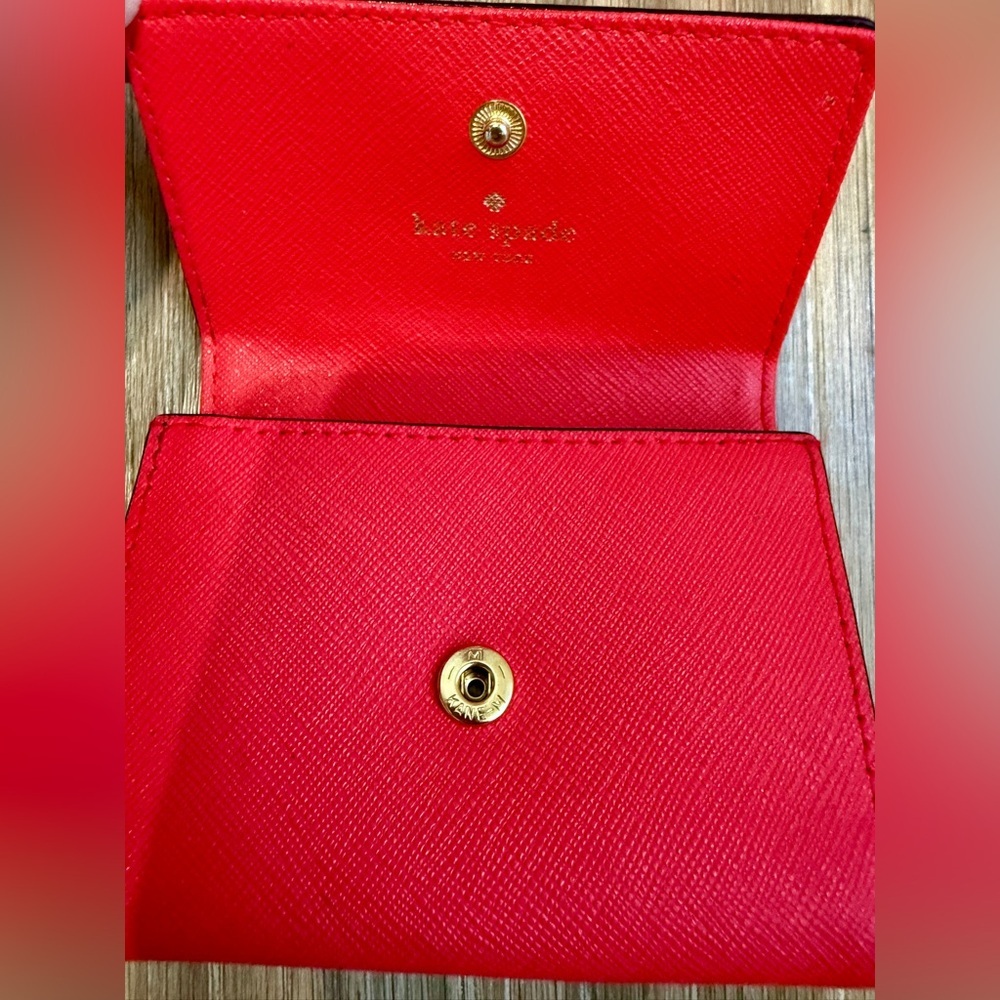 Kate Spade New York Red Saffiano Leather Business Card Holder - Picture 4 of 4